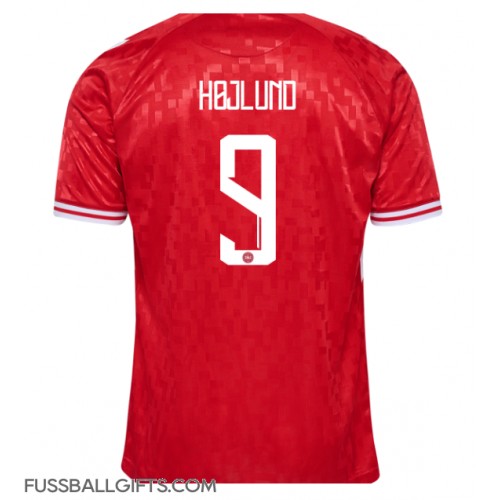 Dänemark Rasmus Hojlund #9 Fußballbekleidung Heimtrikot EM 2024 Kurzarm